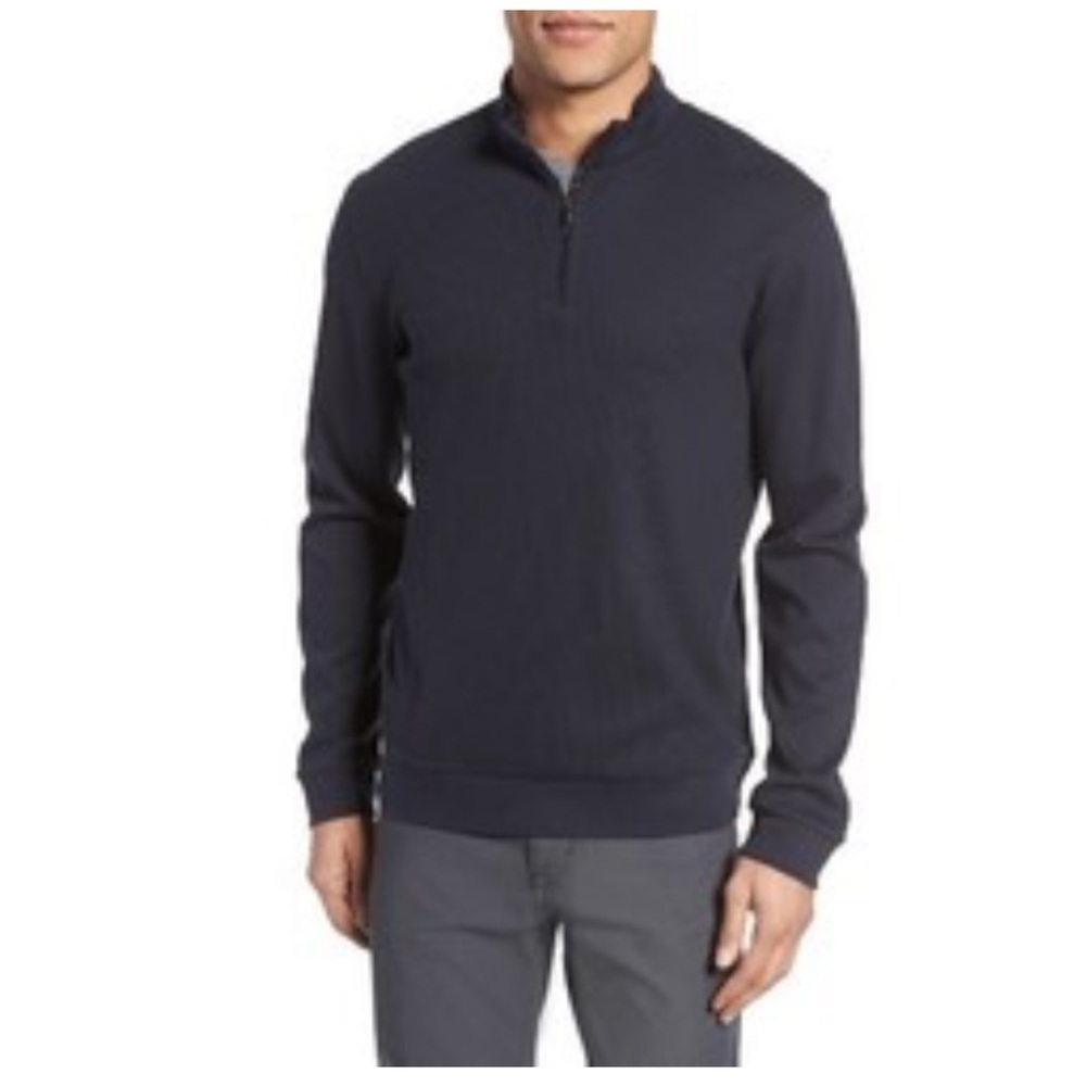 • Boss • Men’s Sidney 10 Quarter Zip Pullover Sweatshirt Navy Blue Medium